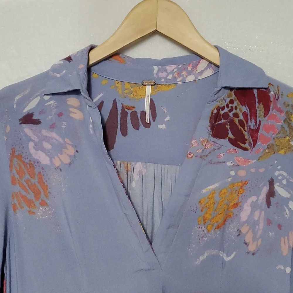 Free People Field of Butterflies High Low Tunic Top Size S